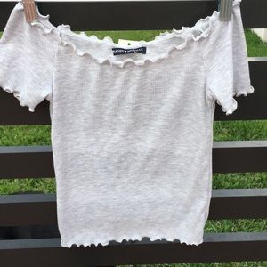 Brandy Melville dainty ruffled off shoulder top